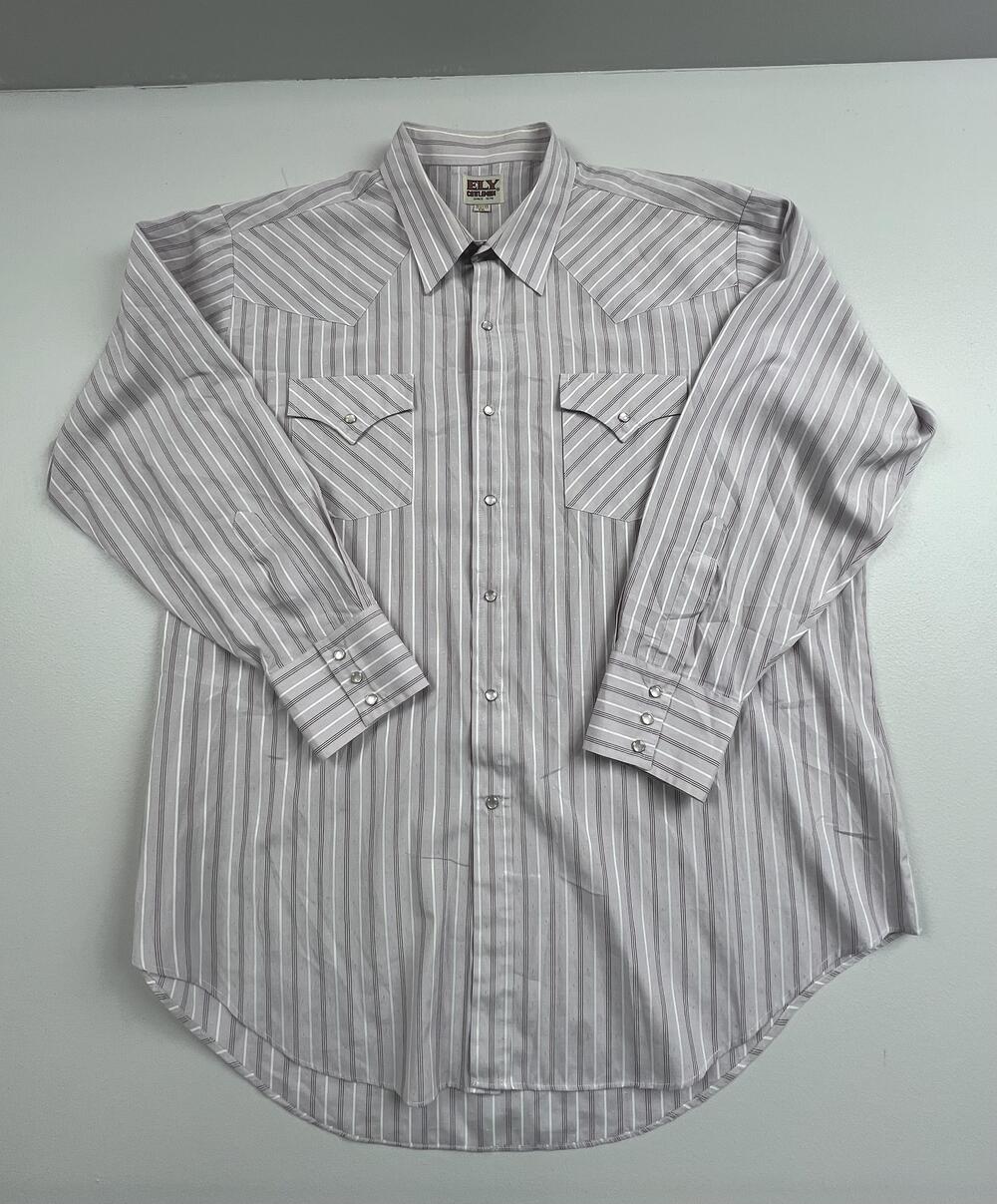 Vintage Ely Cattleman Shirt Mens 2XL Western Pearl Snap Button Long Sleeve